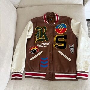 Fashion Nova Brown and Cream Bomber Jacket